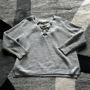 It’s Our Time Grey Tie Up Sweater